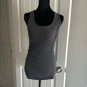 A Pea in the Pod Charcoal Gray Scoop Neck Ruched Maternity Tank